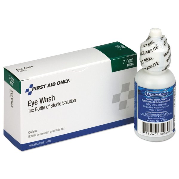 First Aid Only ANSI Class A+ Refill, 24 Unit, Eyewash, 1 oz 7-008-001